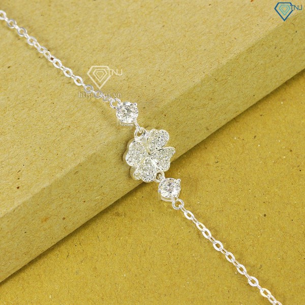 Quà noel cho bạn gái lắc tay cỏ 4 lá đính full kim cương Moissanite 5.0mm - Kiểm định GRA LTNM0004 - Trang Sức TNJ