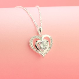 Dây chuyền bạc nữ hình trái tim đính đá DCN0723