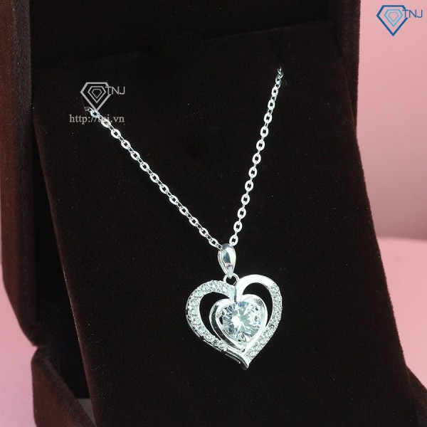 Dây chuyền bạc nữ hình trái tim đính đá DCN0723 - Trang sức TNJ