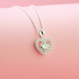Quà noel cho người yêu dây chuyền nữ trái tim đính kim cương Moissanite 7.0mm DCNM0021