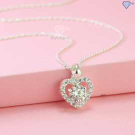 Quà noel cho người yêu dây chuyền nữ trái tim đính kim cương Moissanite 7.0mm DCNM0021 - Trang sức TNJ