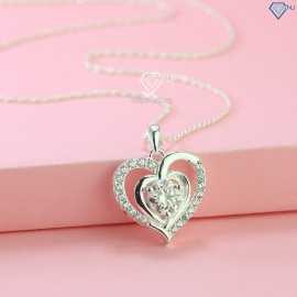 Quà noel cho người yêu dây chuyền nữ hình trái tim đính kim cương Moissanite 7.0mm DCNM0025- Trang sức TNJ