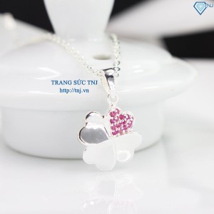 Dây chuyền bạc nữ mặt cỏ 4 lá đính đá DCN0255