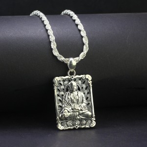 Dây chuyền bạc nam mặt Phật A Di Đà xi thái DCA0136