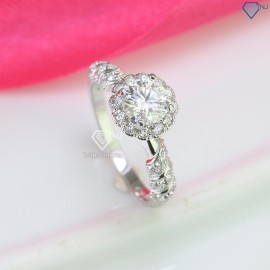 Nhẫn bạc nữ hình bông hoa đính kim cương Moissanite đẹp 6.0mm NNM0033 - Trang Sức TNJ
