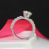 Nhẫn bạc nữ cách điệu đính kim cương Moissanite 6.5mm NNM0035