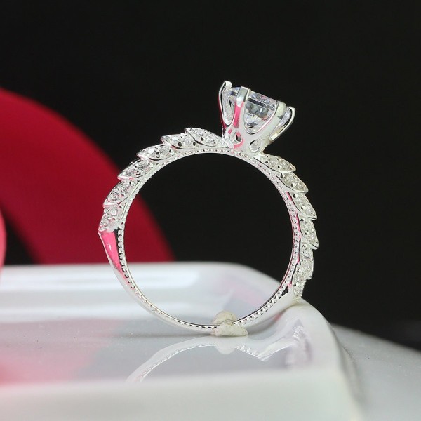 Nhẫn bạc nữ cách điệu đính đá trắng đẹp NN0429
