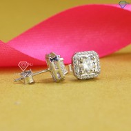 Bông tai bạc nữ mặt vuông đính kim cương Moissanite 5.5mm BTNM0008 - Trang Sức TNJ