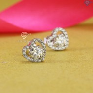 Bông tai bạc nữ trái tim đính kim cương Moissanite 4.5mm BTNM0009 - Trang Sức TNJ