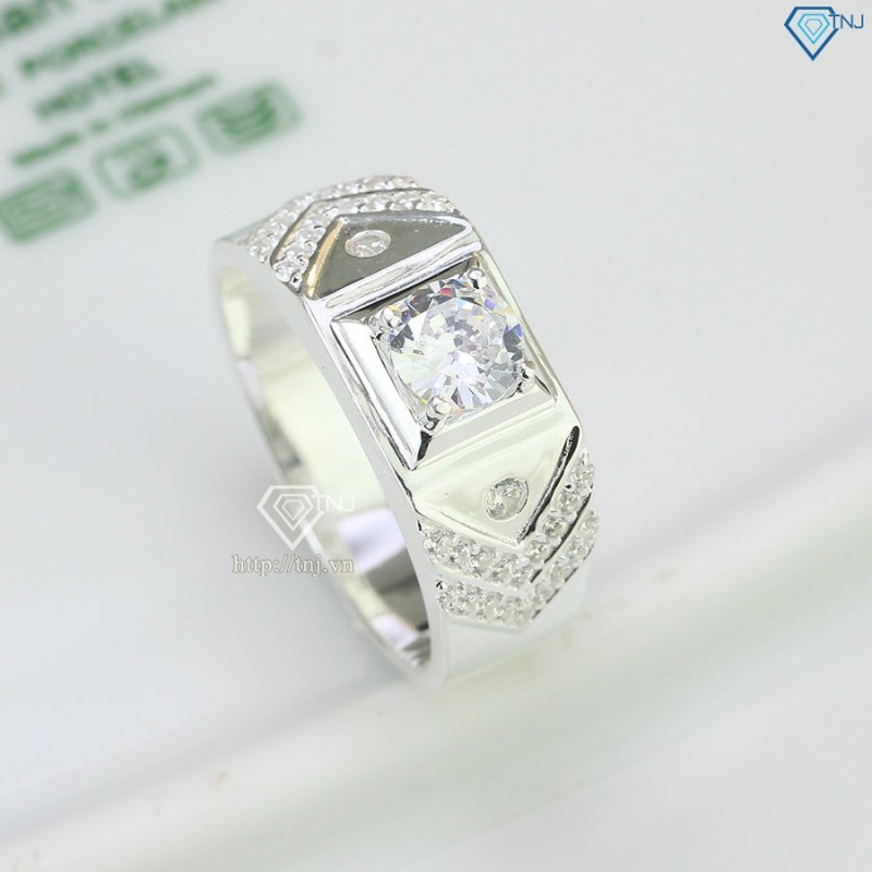 Nhẫn bạc nam đơn giản đính đá đẹp NNA0591 - Trang sức TNJ