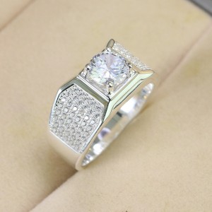 Nhẫn bạc nam 925 đẹp đính đá trắng NNA0599
