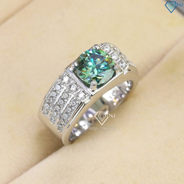 Nhẫn nam Moissanite đính kim cương xanh 8.0mm - Kiểm định GRA NNAM0082