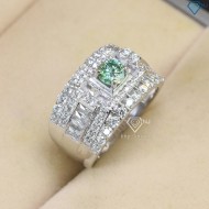 Nhẫn Moissanite đính kim cương xanh 5.0mm - Kiểm định GRA NNAM0083