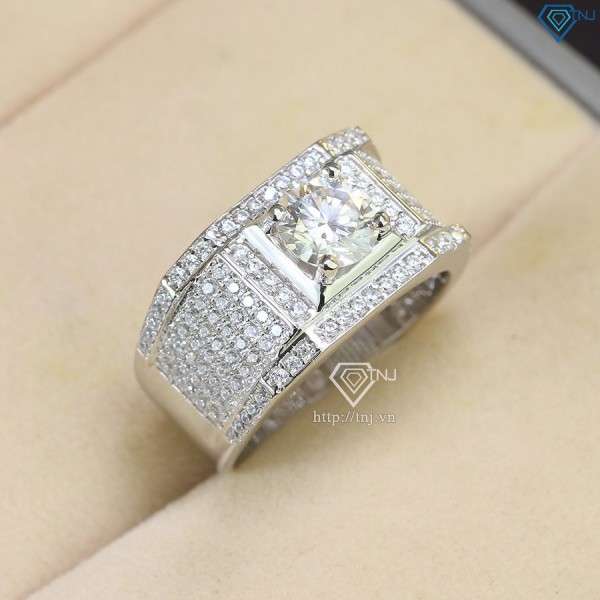 Nhẫn bạc nam cao cấp đính kim cương Moissanite 7.0mm NNAM0084