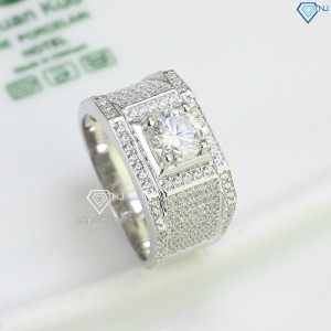 Nhẫn bạc nam cao cấp đính kim cương Moissanite 7.0mm NNAM0084