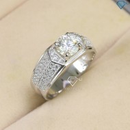 Nhẫn bạc nam 925 đính kim cương Moissanite 7.0mm NNAM0085