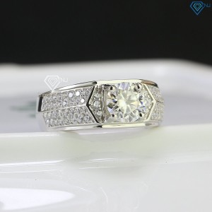 Nhẫn bạc nam 925 đính kim cương Moissanite 7.0mm NNAM0085