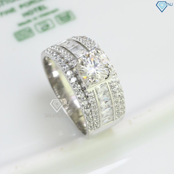 Nhẫn bạc nam đính kim cương Moissanite đẹp 7.0mm NNAM0087