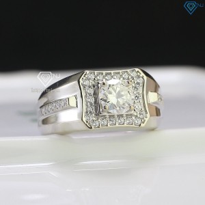 Nhẫn bạc nam đính kim cương Moissanite 6.5mm - Kiểm định GRA NNAM0090