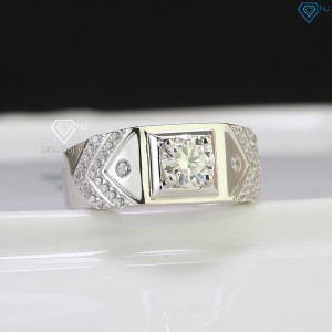 Nhẫn bạc nam xi mạ bạch kim đính kim cương Moissanite 6.0mm NNAM0091