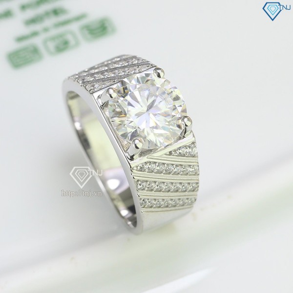 Nhẫn nam đính kim cương Moissanite 10mm - Kiểm định GRA NNAM0094