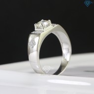 Nhẫn bạc nam đơn giản đính kim cương Moissanite 6.0mm NNAM0097