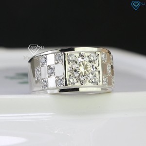 Nhẫn bạc nam cách điệu đính kim cương Moissanite 6.0mm NNAM0098
