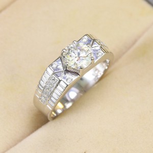 Nhẫn bạc nam bản nhỏ  đính kim cương Moissanite đẹp 7.0mm - Kiểm định GRA NNAM0099