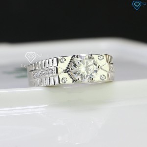 Nhẫn bạc nam bản nhỏ  đính kim cương Moissanite đẹp 7.0mm NNAM0099