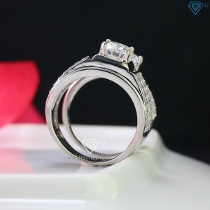 Nhẫn đôi bạc đính kim cương nhân tạo xi kim - Kiểm định GRA NDM0018