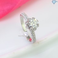 Nhẫn bạc nữ đá cao đính kim cương Moissanite đẹp 6.0mm NNM0037