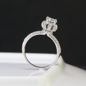 Nhẫn bạc nữ đá cao đính kim cương Moissanite đẹp 6.0mm NNM0037