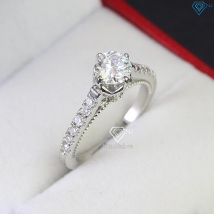 Nhẫn bạc nữ đính full kim cương Moissanite 6.0mm NNM0038