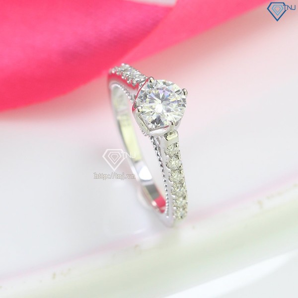 Nhẫn bạc nữ đính full kim cương Moissanite 6.0mm NNM0038