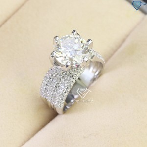 Nhẫn bạc nữ đính kim cương Moissanite 10.0mm NNM0041