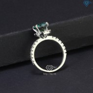 Nhẫn nữ đính full kim cương Moissanite đá chủ xanh 8.0mm NNM0048