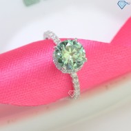 Nhẫn nữ đính full kim cương Moissanite đá chủ xanh 8.0mm NNM0048