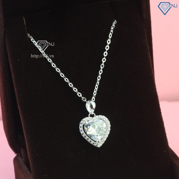 Dây chuyền bạc nữ hình trái tim đính đá DCN0726 - Trang sức TNJ