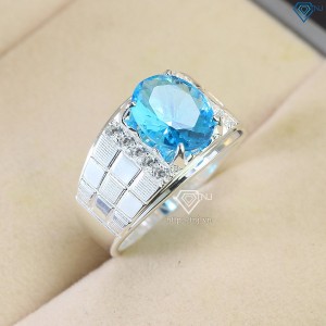 Nhẫn nam bạc đính đá xanh dương NNA0608 - Trang sức TNJ
