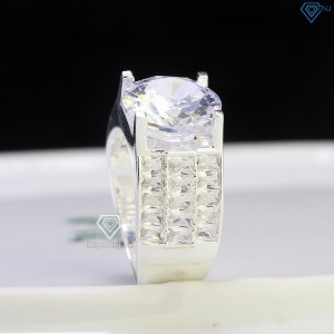 Nhẫn bạc nam đẹp đính đá chủ 12mm NNA0622- Trang sức TNJ