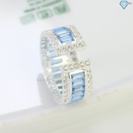 Nhẫn bạc nam chữ H đính đá xanh dương NNA0640 -Trang sức TNJ