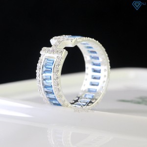 Nhẫn bạc nam chữ H đính đá xanh dương NNA0640 -Trang sức TNJ