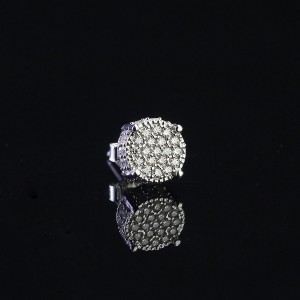 Bông tai bạc nam mặt tròn đính full kim cương Moissanite BTAM0022
