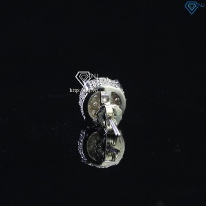 Bông tai bạc nam mặt tròn đính full kim cương Moissanite BTAM0022