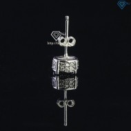 Bông tai bạc nam mặt tròn đính full kim cương Moissanite BTAM0022