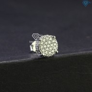 Bông tai bạc nam mặt tròn đính full kim cương Moissanite BTAM0022