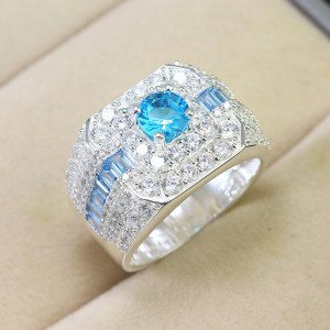 Nhẫn bạc nam cao cấp đính đá xanh dương đẹp NNA0655
