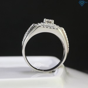 Nhẫn bạc nam cao cấp đính kim cương Moissanite rẻ 5.0mm NNAM0101