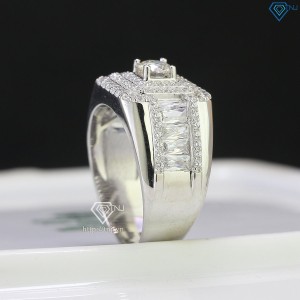 Nhẫn bạc nam cao cấp đính kim cương Moissanite rẻ 5.0mm NNAM0101