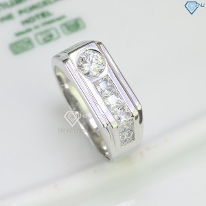 Nhẫn bạc nam cách điệu đính kim cương Moissanite rẻ 5.0mm NNA0102